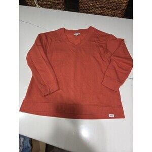 Orvis Sweater Womens M Orange V Neck Modal Blend Pullover Long Sleeve Soft B13